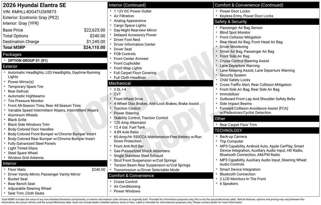 2026 Hyundai Elantra SE