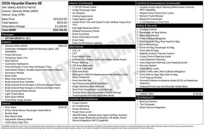 2026 Hyundai Elantra SE