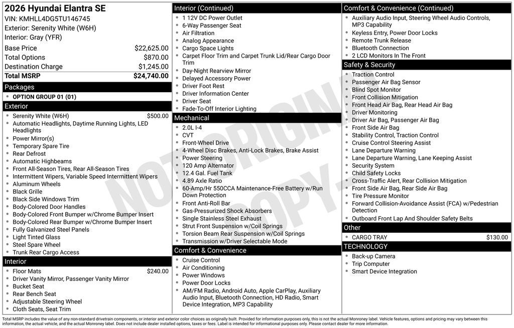 2026 Hyundai Elantra SE