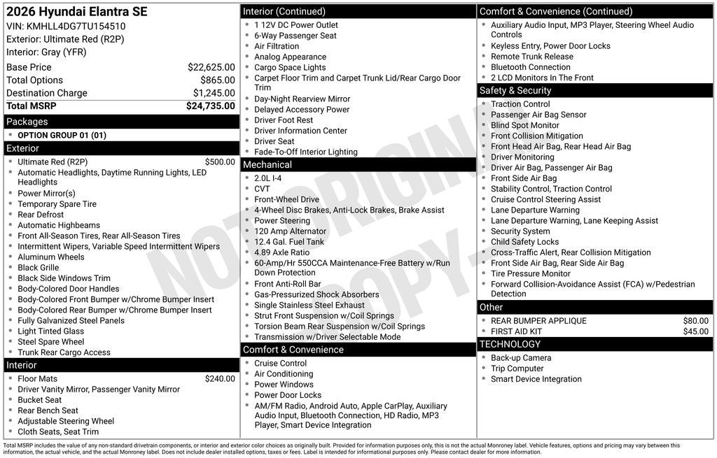 2026 Hyundai Elantra SE