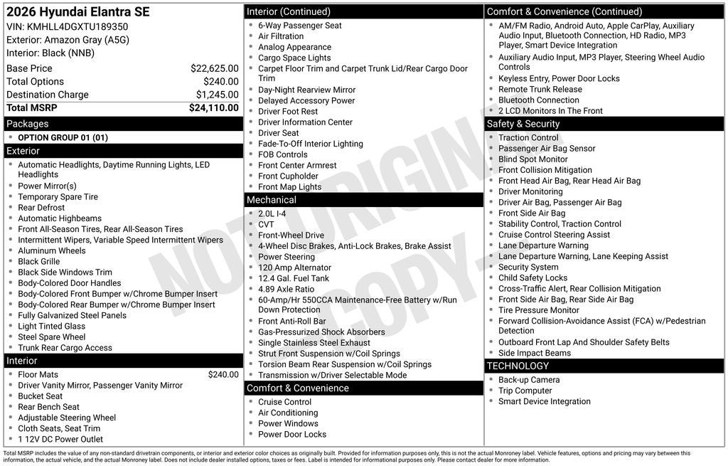 2026 Hyundai Elantra SE