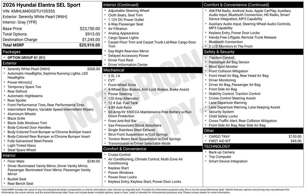 2026 Hyundai Elantra SEL Sport
