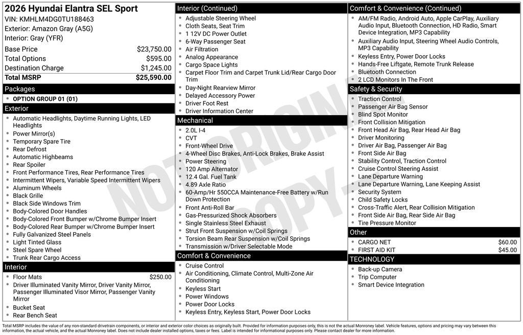 2026 Hyundai Elantra SEL Sport