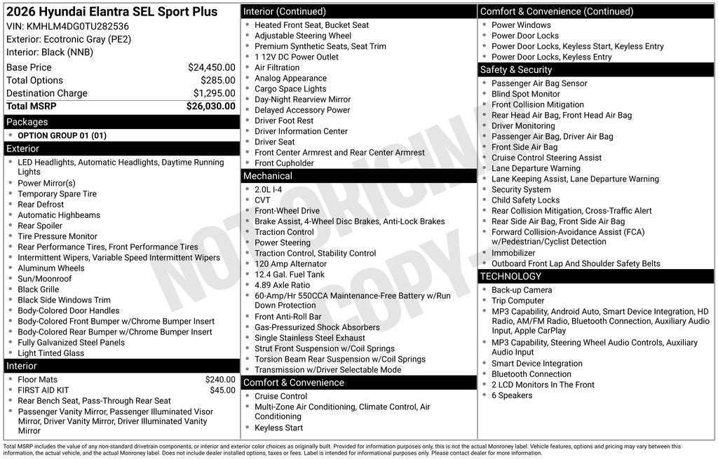 2026 Hyundai Elantra SEL Sport