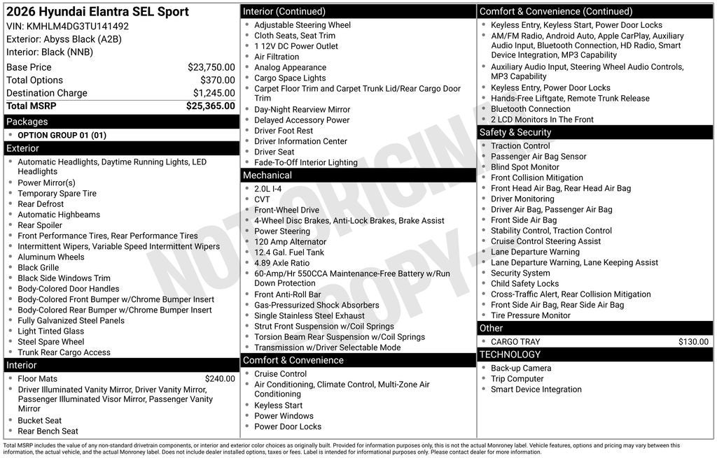 2026 Hyundai Elantra SEL Sport