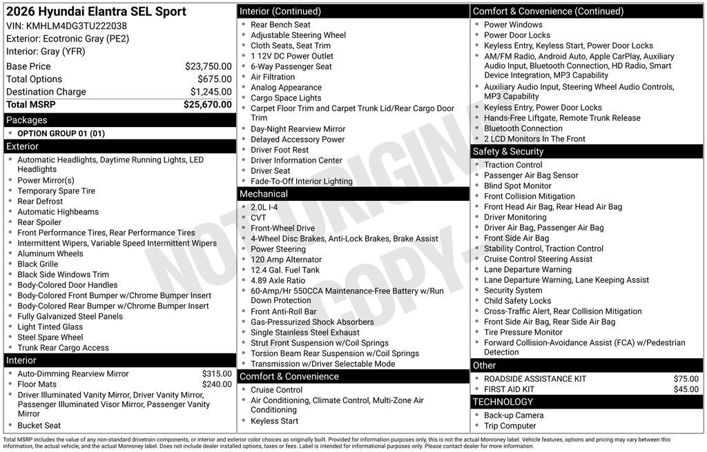 2026 Hyundai Elantra SEL Sport