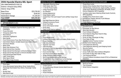 2026 Hyundai Elantra SEL Sport