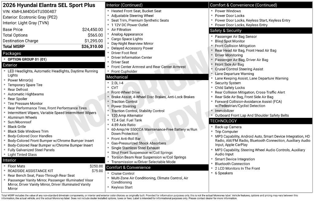 2026 Hyundai Elantra SEL Sport Plus
