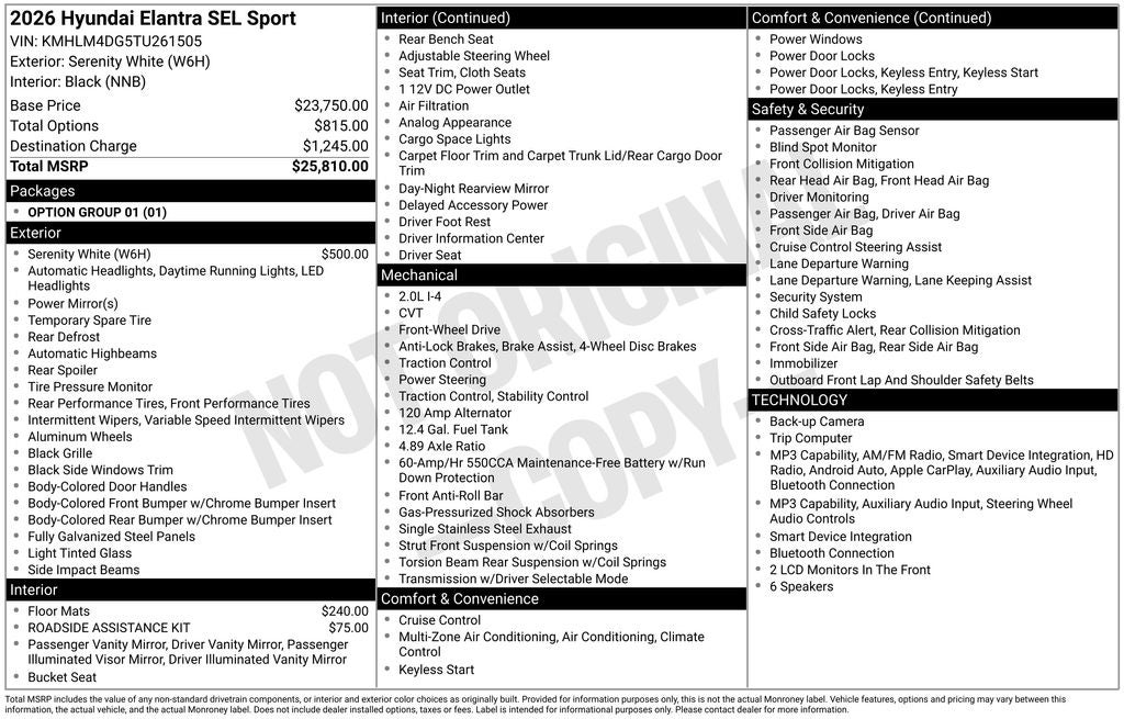 2026 Hyundai Elantra SEL Sport