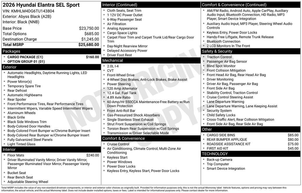 2026 Hyundai Elantra SEL Sport