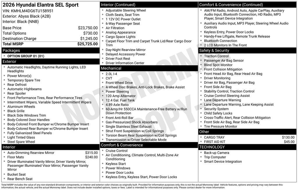2026 Hyundai Elantra SEL Sport