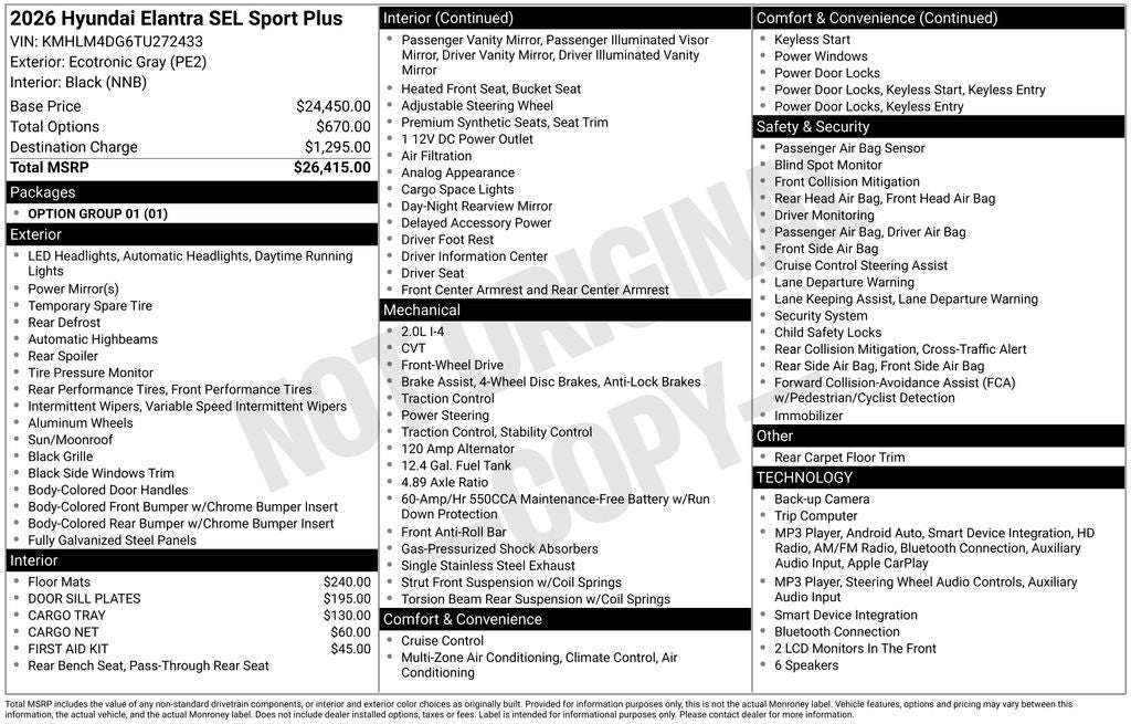 2026 Hyundai Elantra SEL Sport