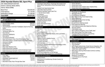 2026 Hyundai Elantra SEL Sport