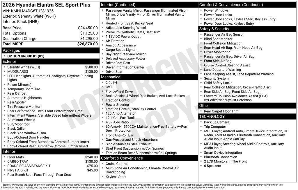 2026 Hyundai Elantra SEL Sport