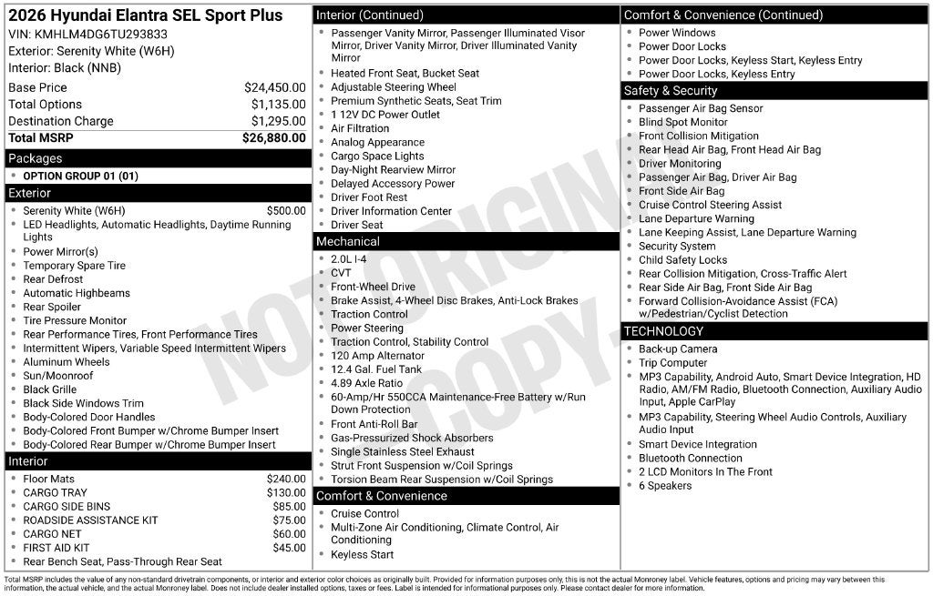 2026 Hyundai Elantra SEL Sport