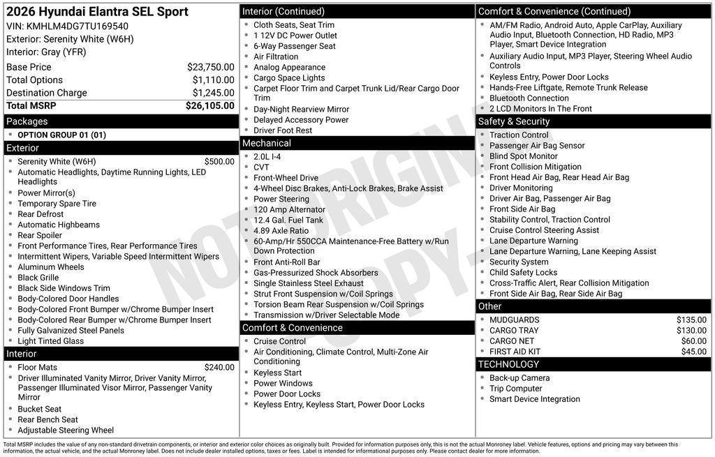 2026 Hyundai Elantra SEL Sport