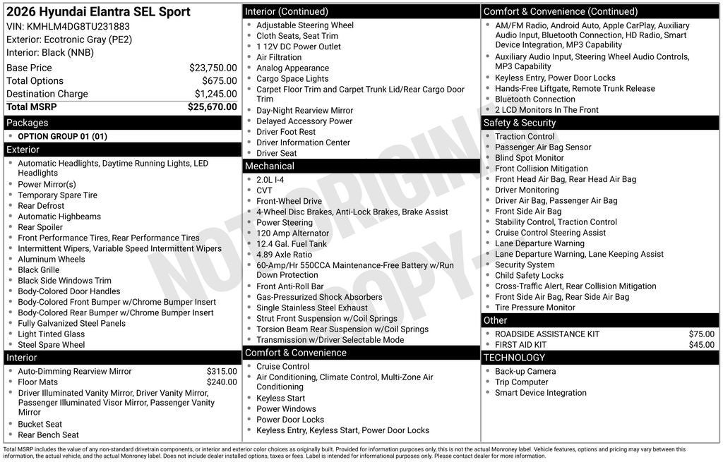 2026 Hyundai Elantra SEL Sport