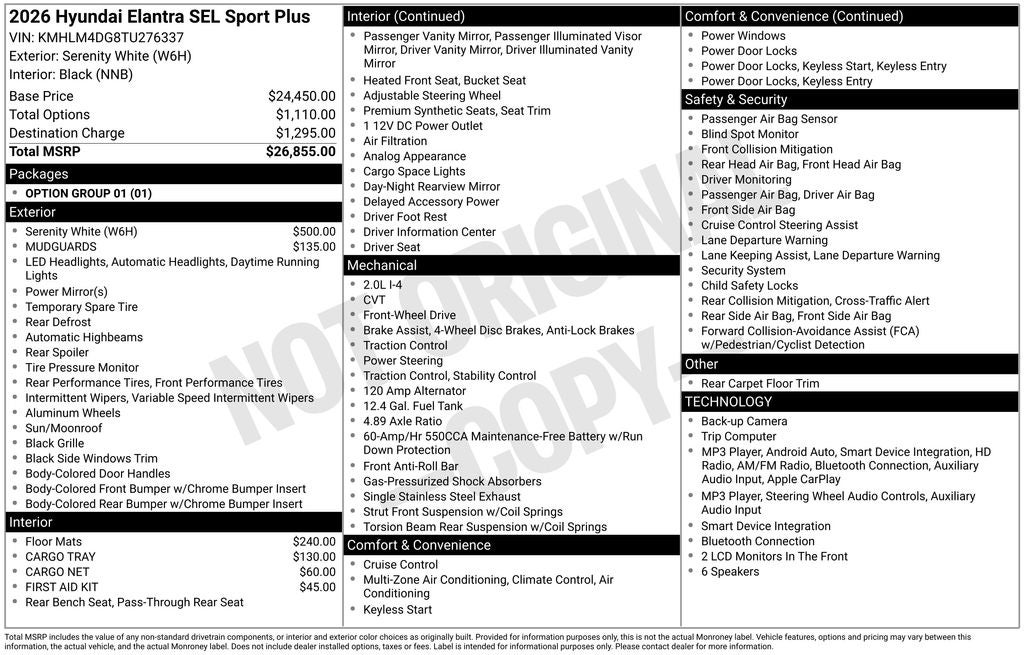 2026 Hyundai Elantra SEL Sport