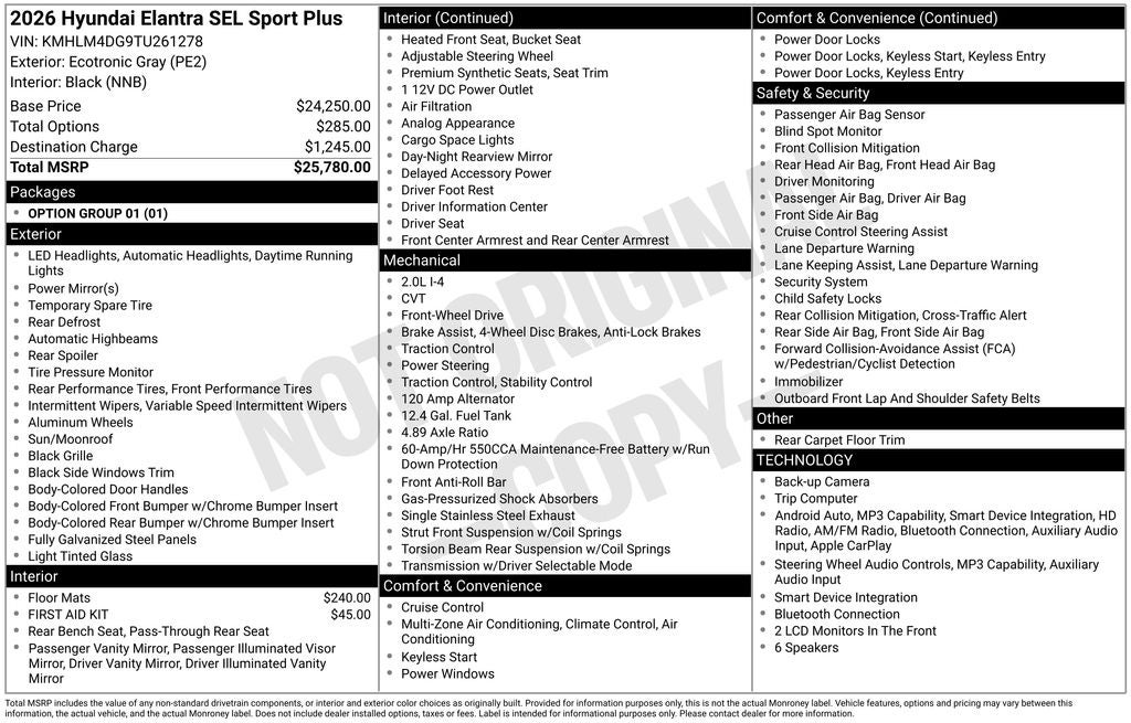 2026 Hyundai Elantra SEL Sport