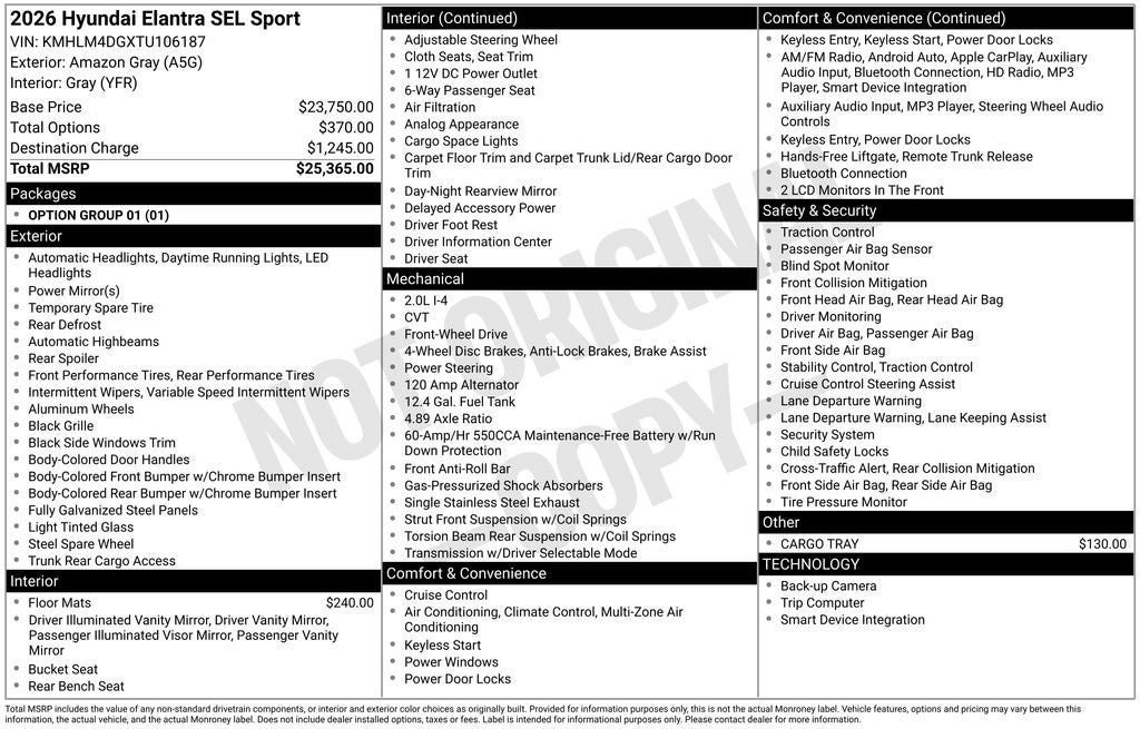 2026 Hyundai Elantra SEL Sport