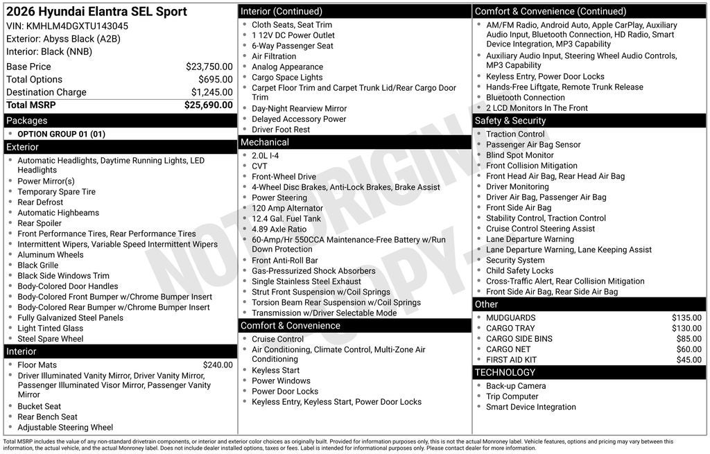 2026 Hyundai Elantra SEL Sport