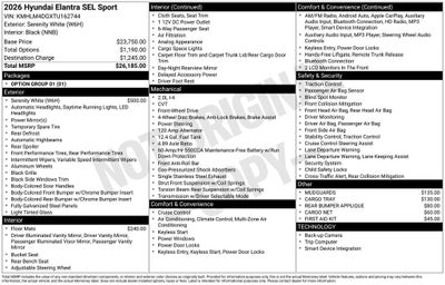 2026 Hyundai Elantra SEL Sport