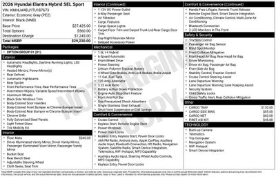 2026 Hyundai Elantra Hybrid SEL Sport