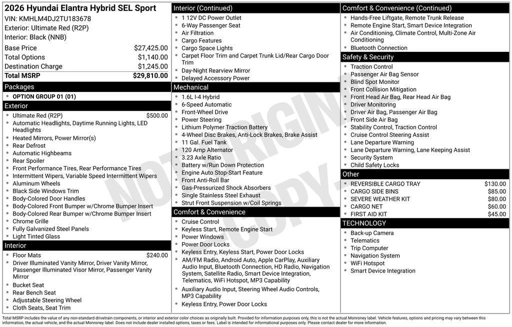 2026 Hyundai Elantra Hybrid SEL Sport