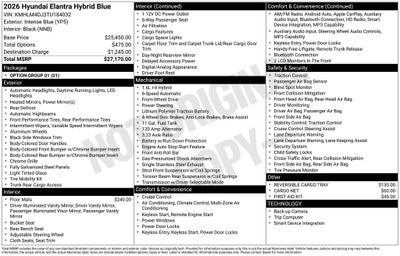 2026 Hyundai Elantra Hybrid Blue