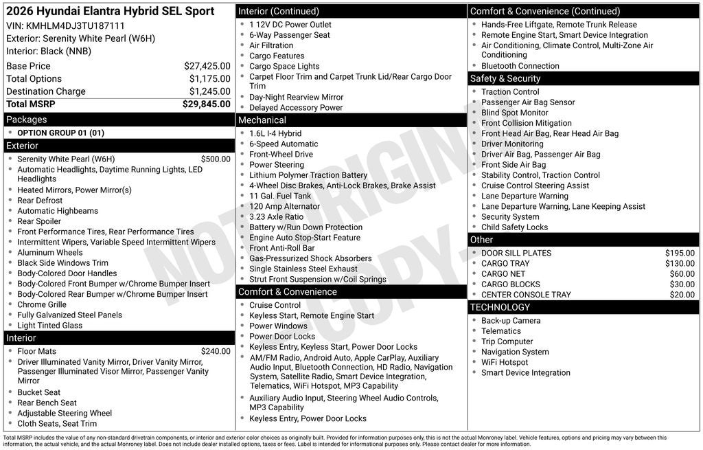 2026 Hyundai Elantra Hybrid SEL Sport