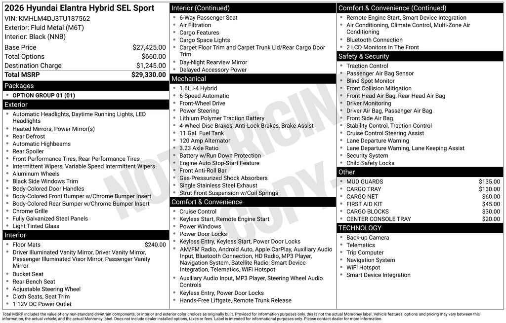 2026 Hyundai Elantra Hybrid SEL Sport
