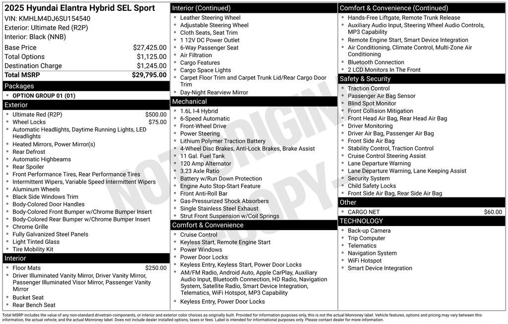 2025 Hyundai Elantra Hybrid SEL Sport