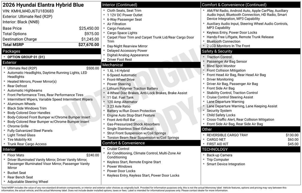 2026 Hyundai Elantra Hybrid Blue