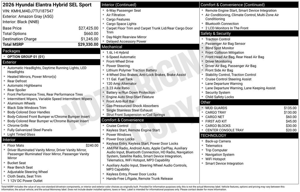 2026 Hyundai Elantra Hybrid SEL Sport