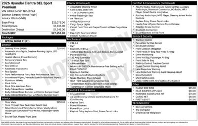 2026 Hyundai Elantra SEL Sport