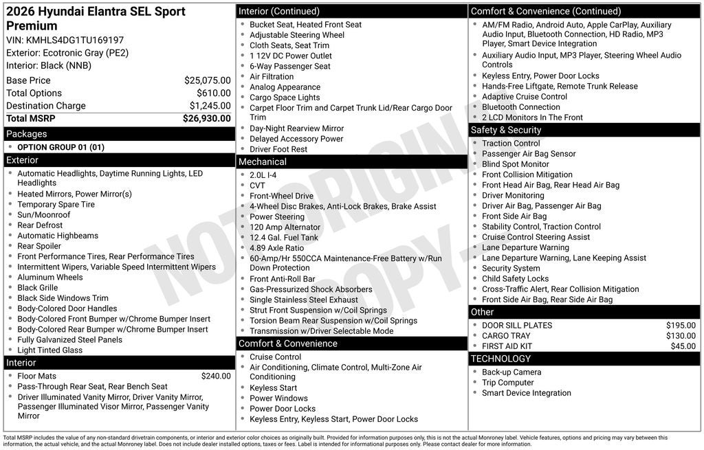2026 Hyundai Elantra SEL Sport