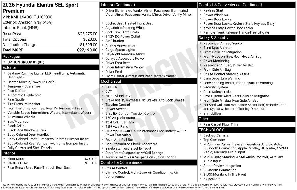 2026 Hyundai Elantra SEL Sport