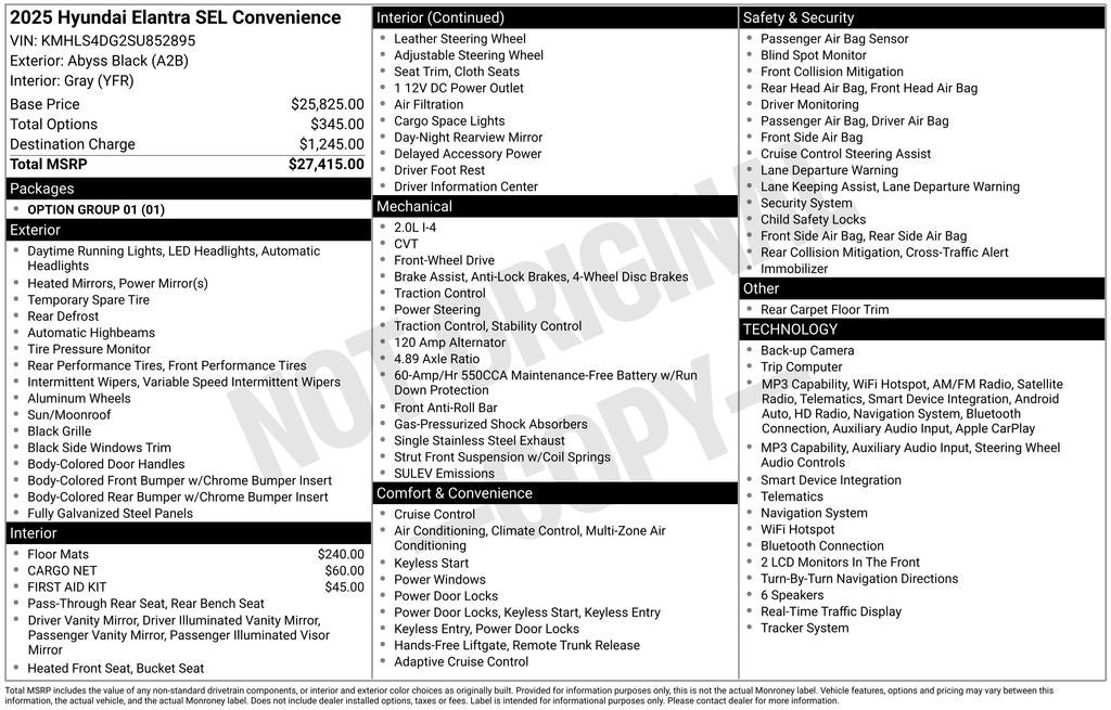 2025 Hyundai Elantra SEL Convenience