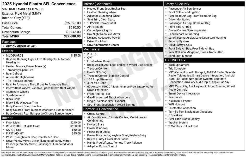 2025 Hyundai Elantra SEL Convenience