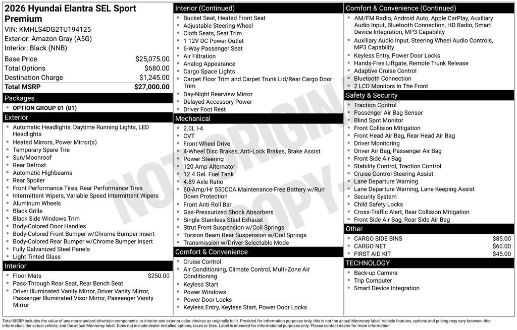 2026 Hyundai Elantra SEL Sport