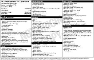 2025 Hyundai Elantra SEL Convenience