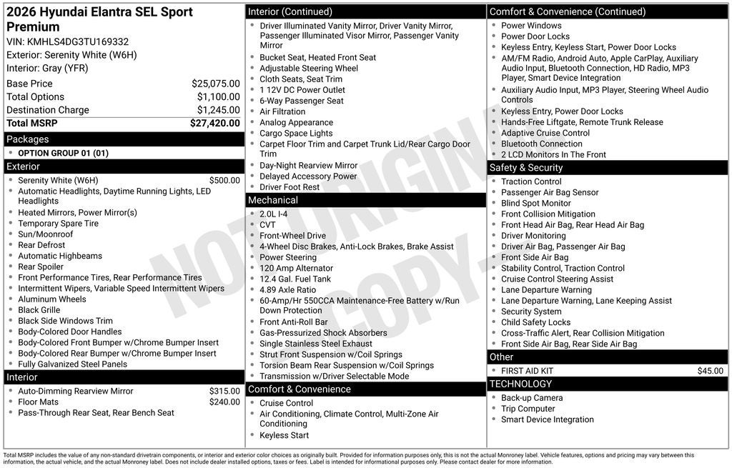 2026 Hyundai Elantra SEL Sport