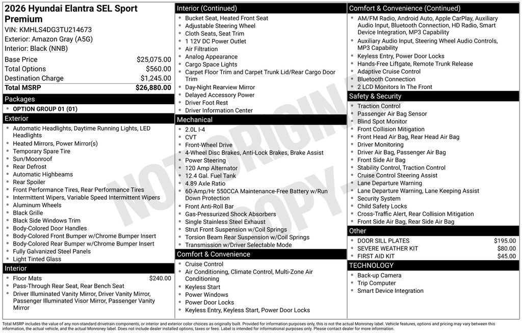2026 Hyundai Elantra SEL Sport