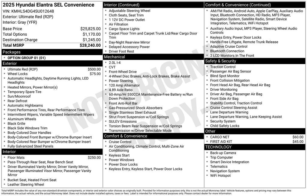 2025 Hyundai Elantra SEL Convenience