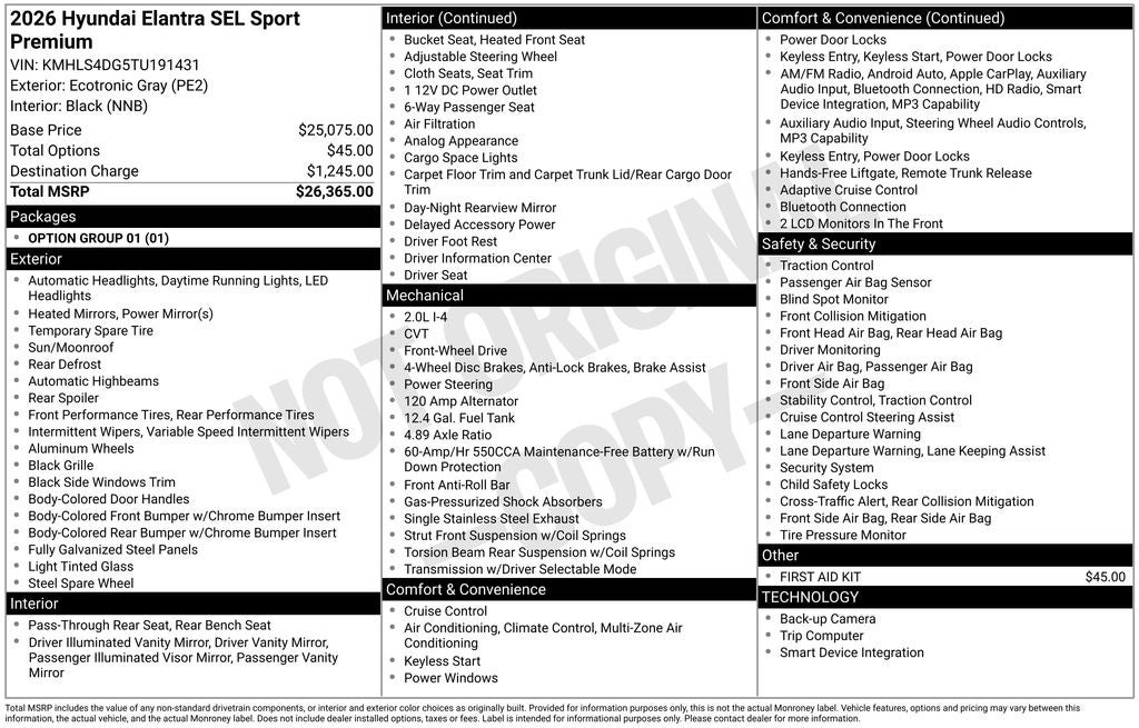 2026 Hyundai Elantra SEL Sport