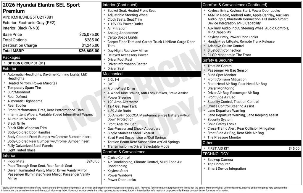 2026 Hyundai Elantra SEL Sport