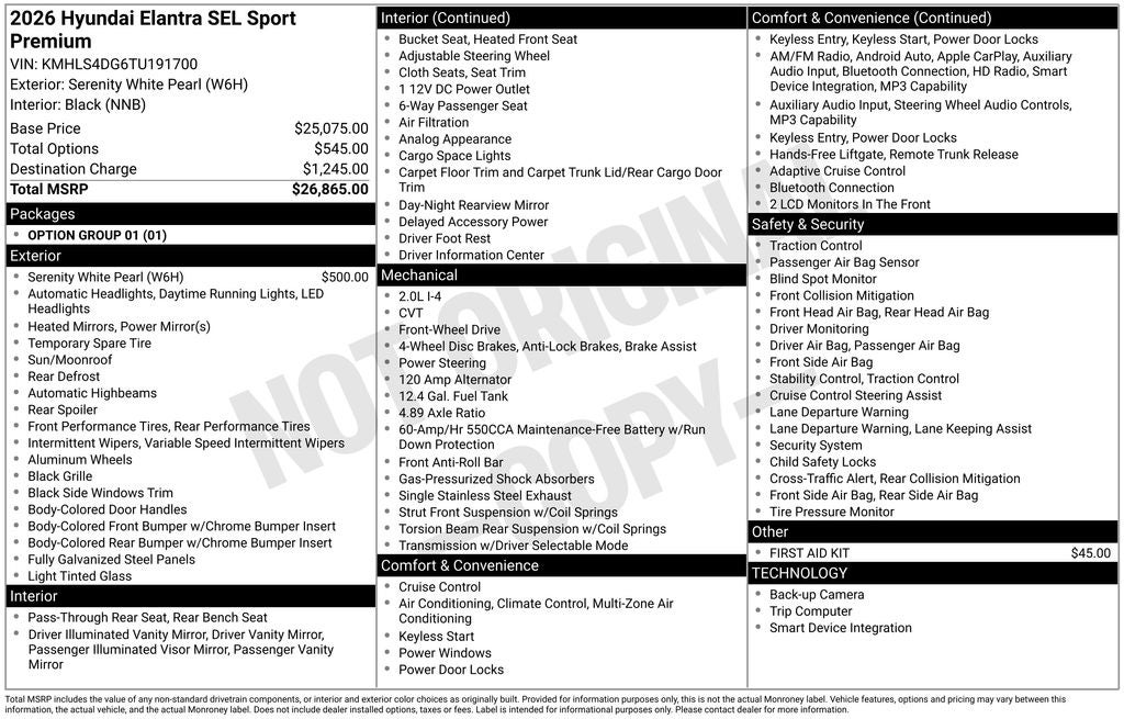 2026 Hyundai Elantra SEL Sport