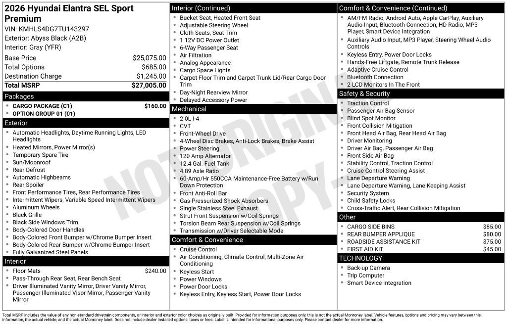 2026 Hyundai Elantra SEL Sport