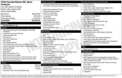 2026 Hyundai Elantra SEL Sport