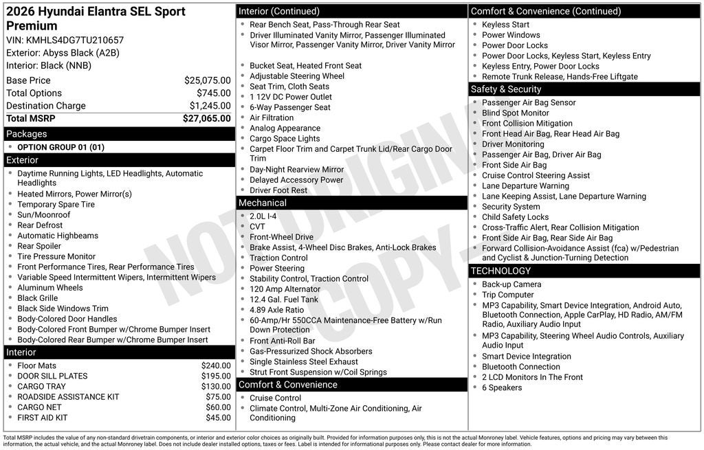 2026 Hyundai Elantra SEL Sport